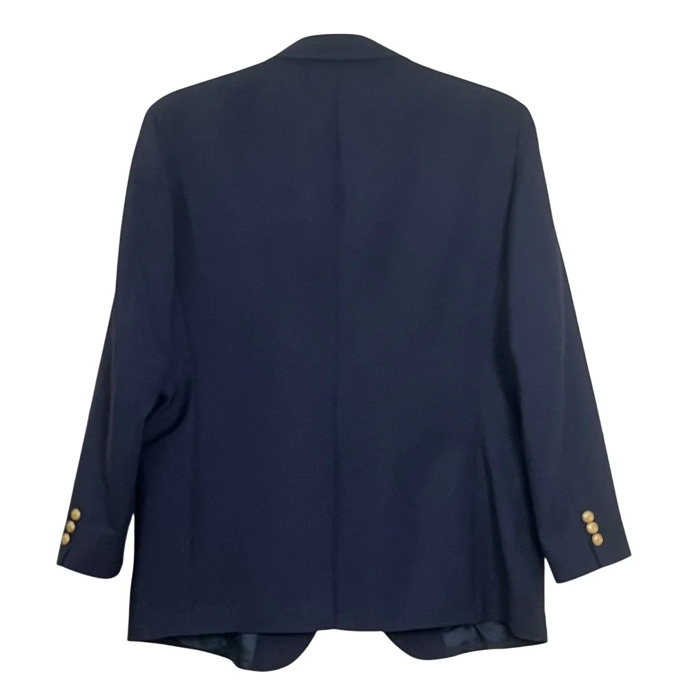 David Taylor Mens‎ Blazer 46R Navy Blue Gold Crest Buttons Sport Coat Jacket